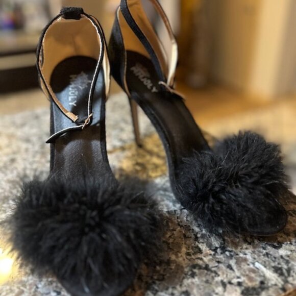 Women's Open Toe Ankle Strap Feather High Heel Stiletto - Size 10 - Picture 4 of 4